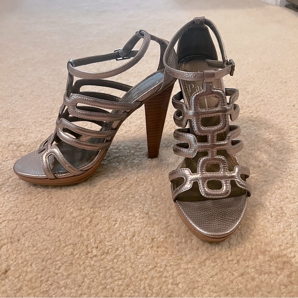 Linea Palo Silver Strappy Heeled Sandals